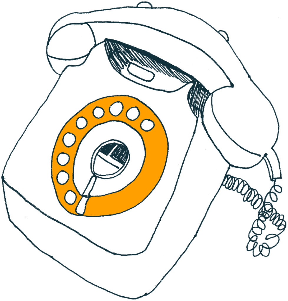 Phone illustration used by Edinburgh PR Agency to describe getting in touch to hear about PR services and trainings offered to B2B sectors